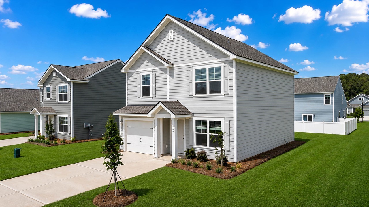Side angle of two story home