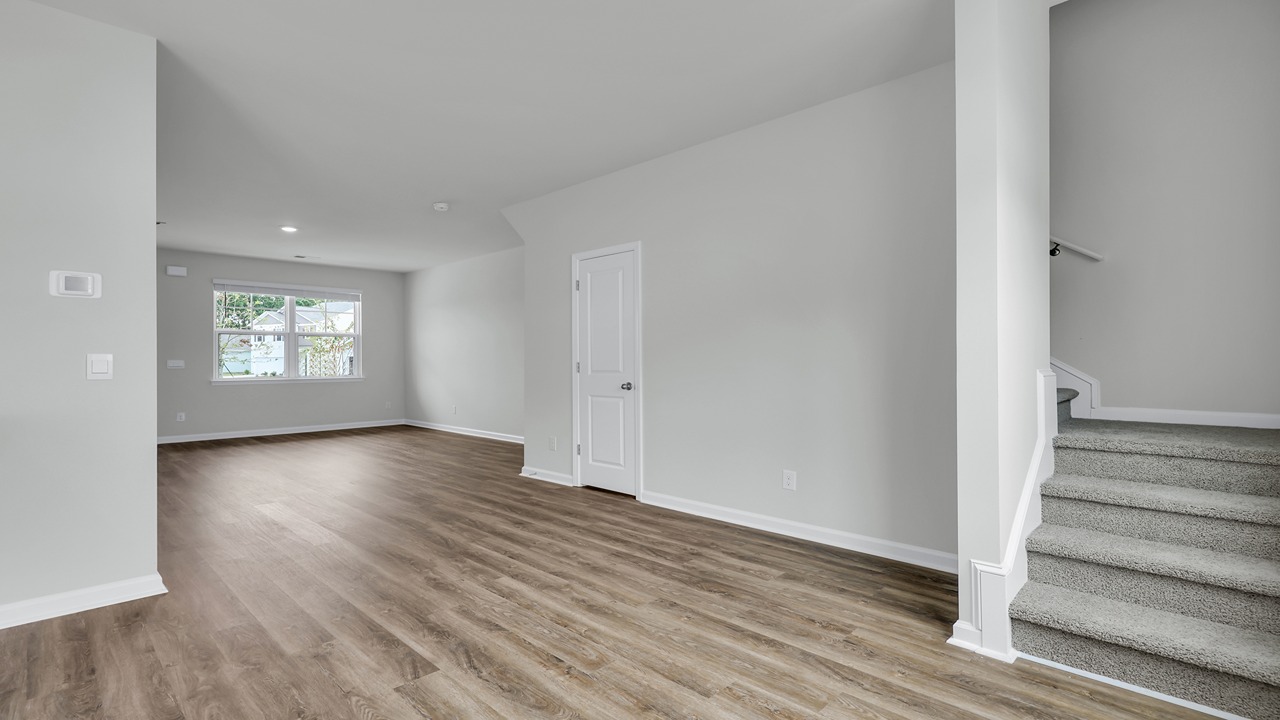 Spacious living room and dining room.