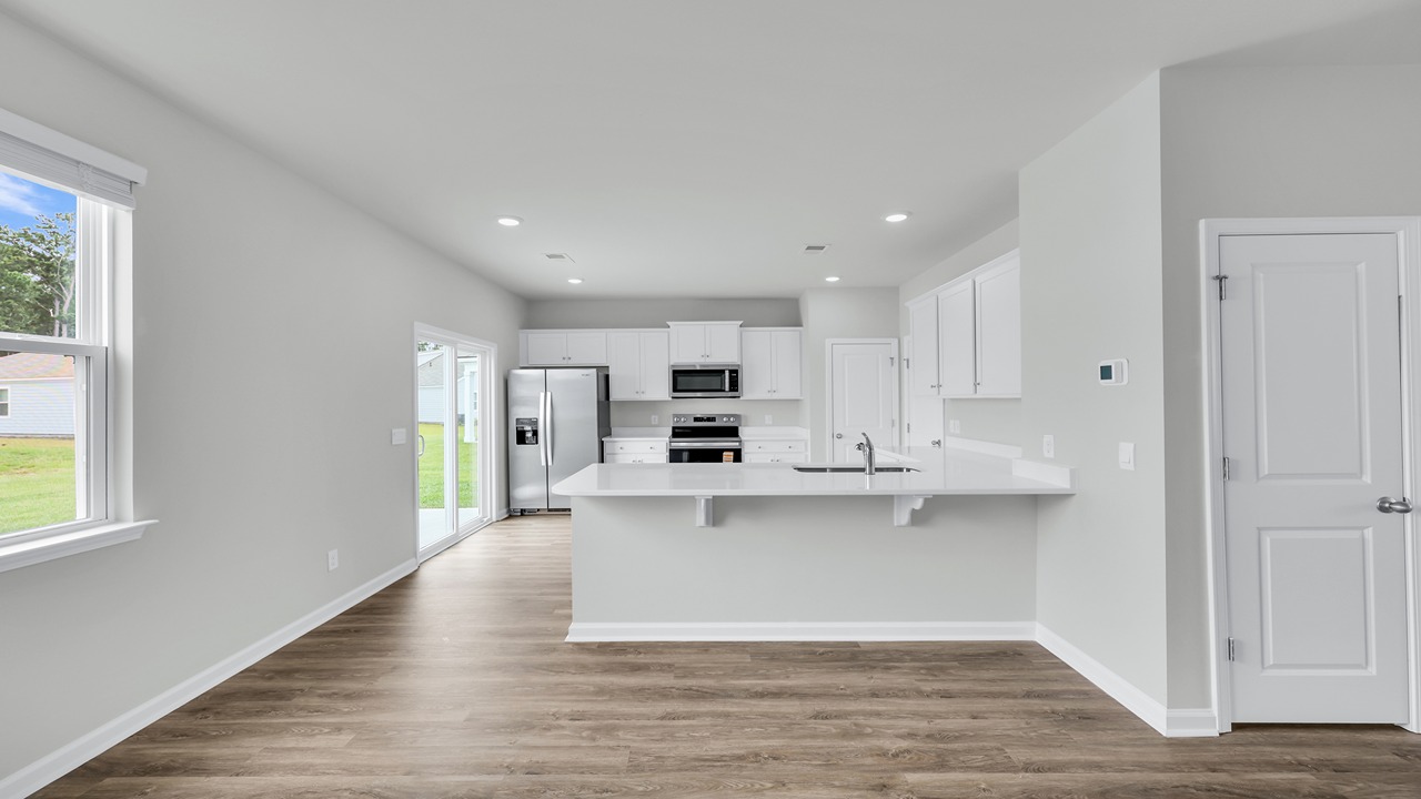 Barstools fit perfect under the kitchen island.