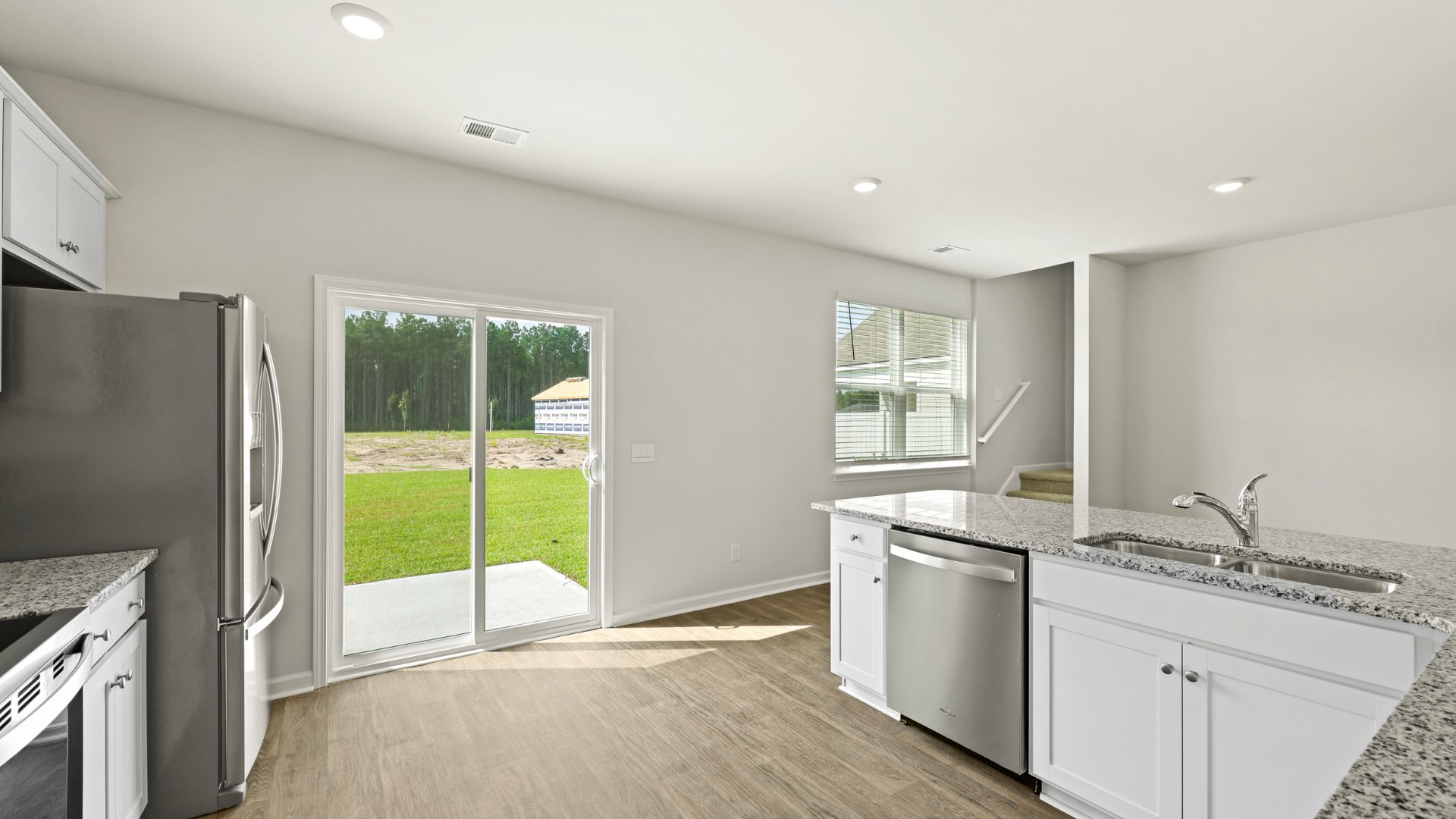 Sliding doors off kitchen for easy outdoor access