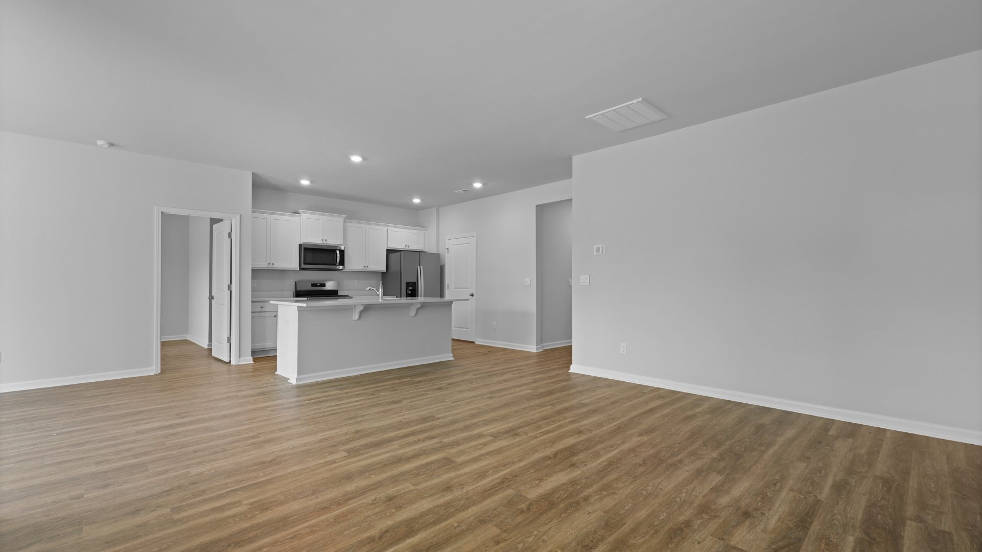 Open concept floorplan in a new construction home