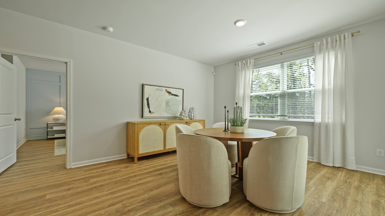 Dining room with large windows