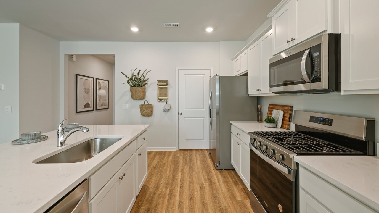 Kitchen with stainless steel appliances