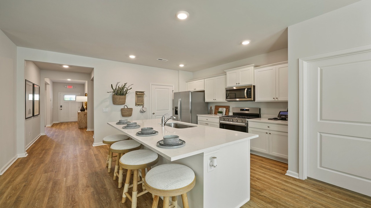 Open concept kitchen with island