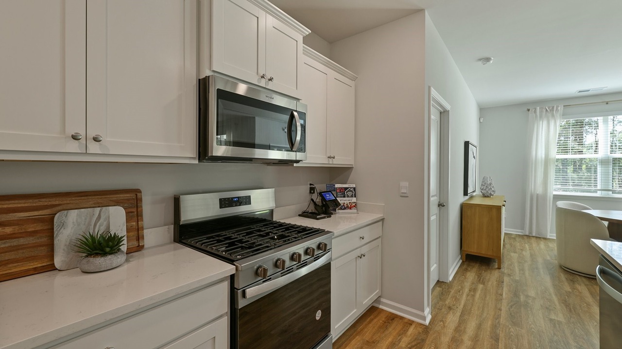 Kitchen with white cabinets