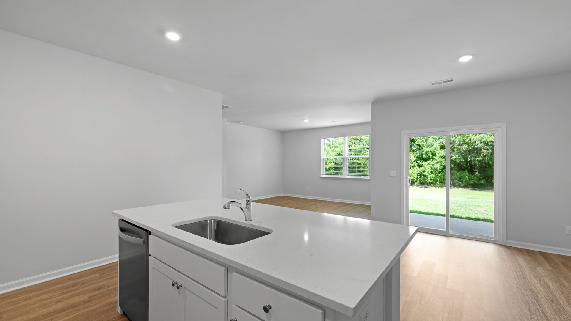 Kitchen island overlooking living area