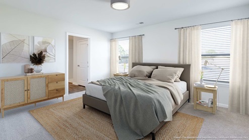 Bedroom Spacious Carpet Natural Light New Construction Home is Connected Smart Home Technology Touchscreen