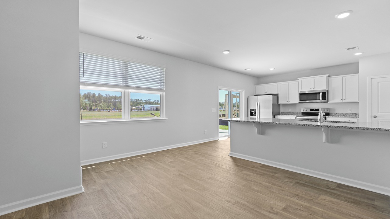 Large kitchen with slider doors