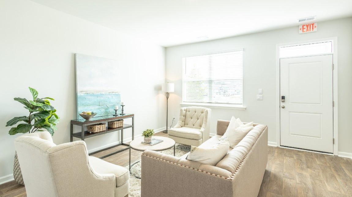 The entry way leads to the living room.