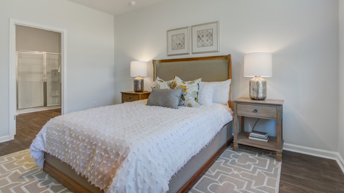 There is an ensuite bathroom and walk-in closet in the primary bedroom.