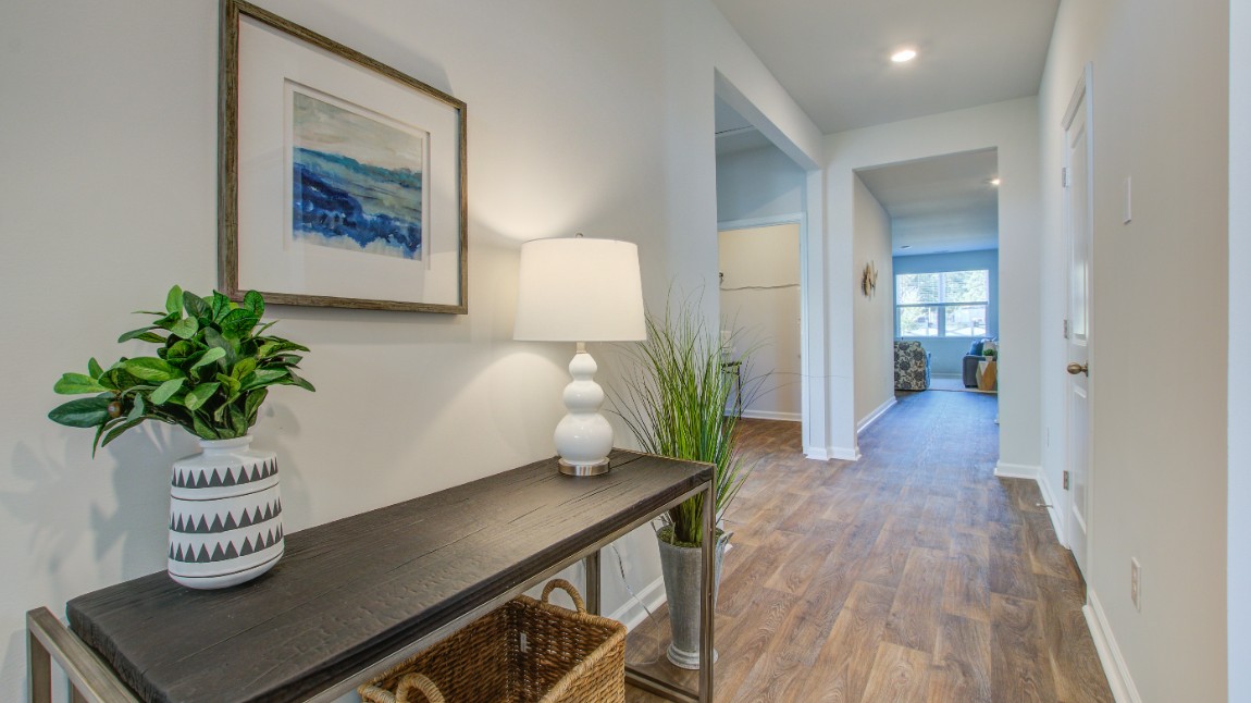 The bright entry and foyer of the Cali floorplan.
