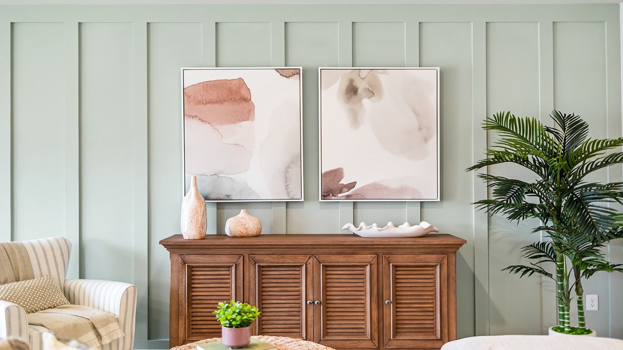 living room with accent wall