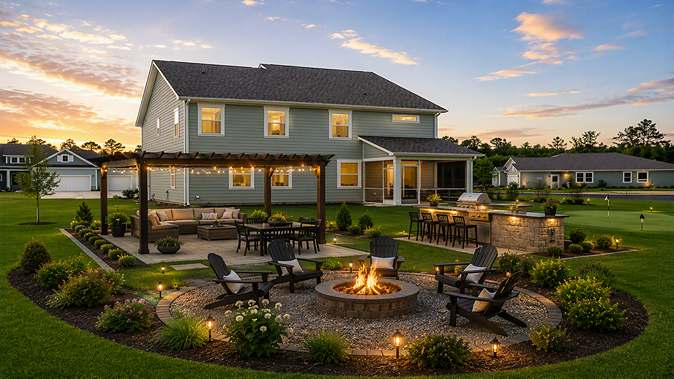 spacious outdoor lounge area