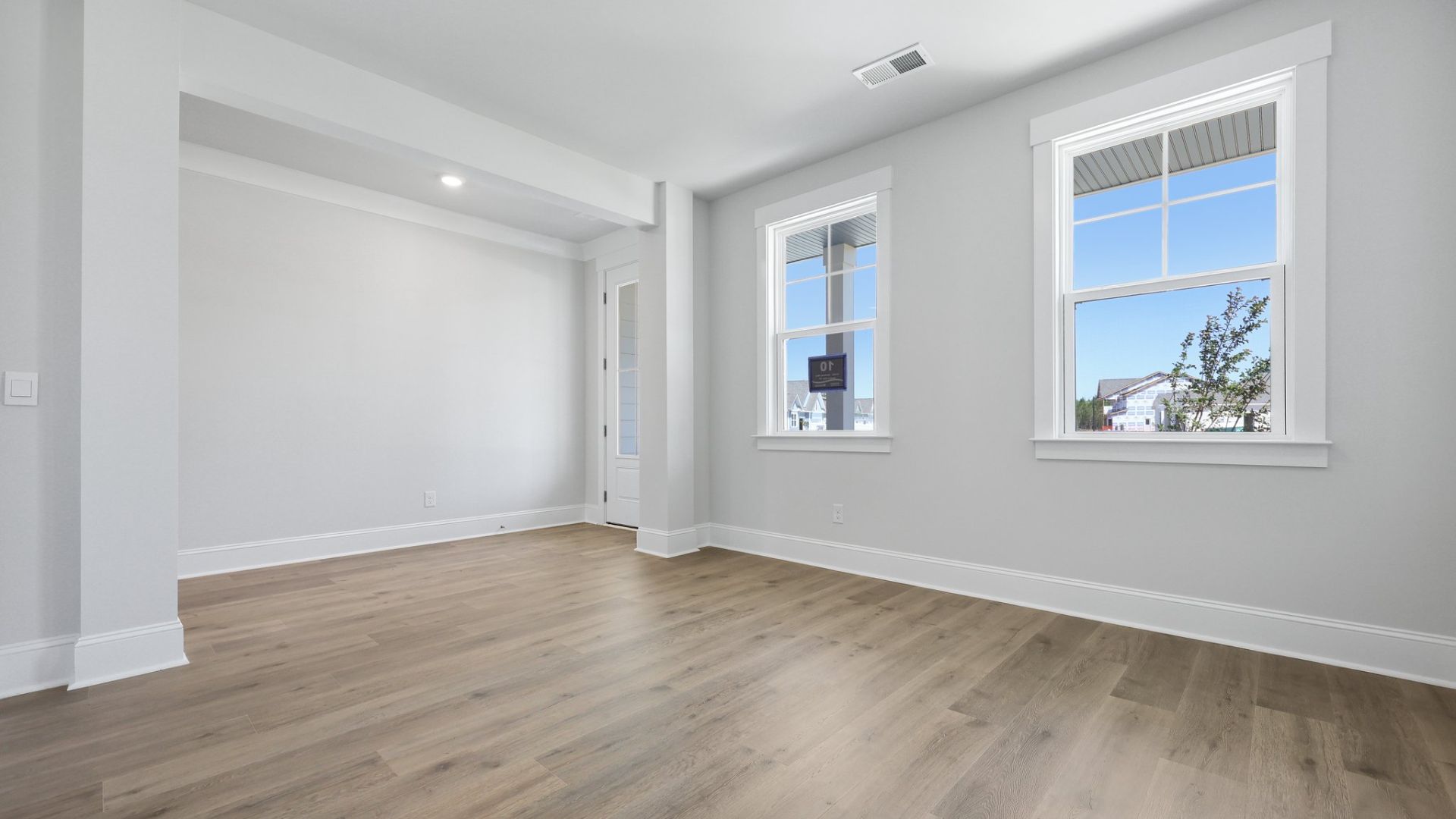 Two windows in the flex space for natural lighting.