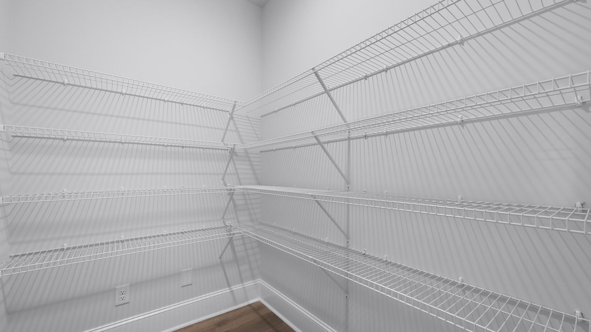 The pantry which is located between the kitchen and flex space is spacious.