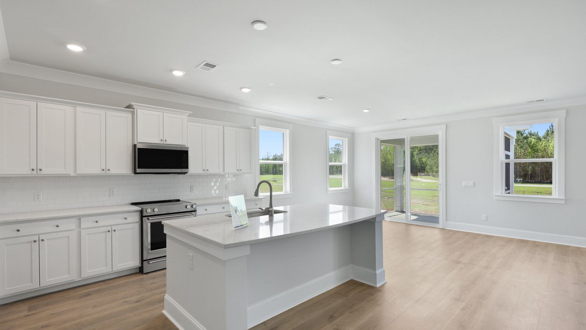 There is ample cabinet space in the kitchen.