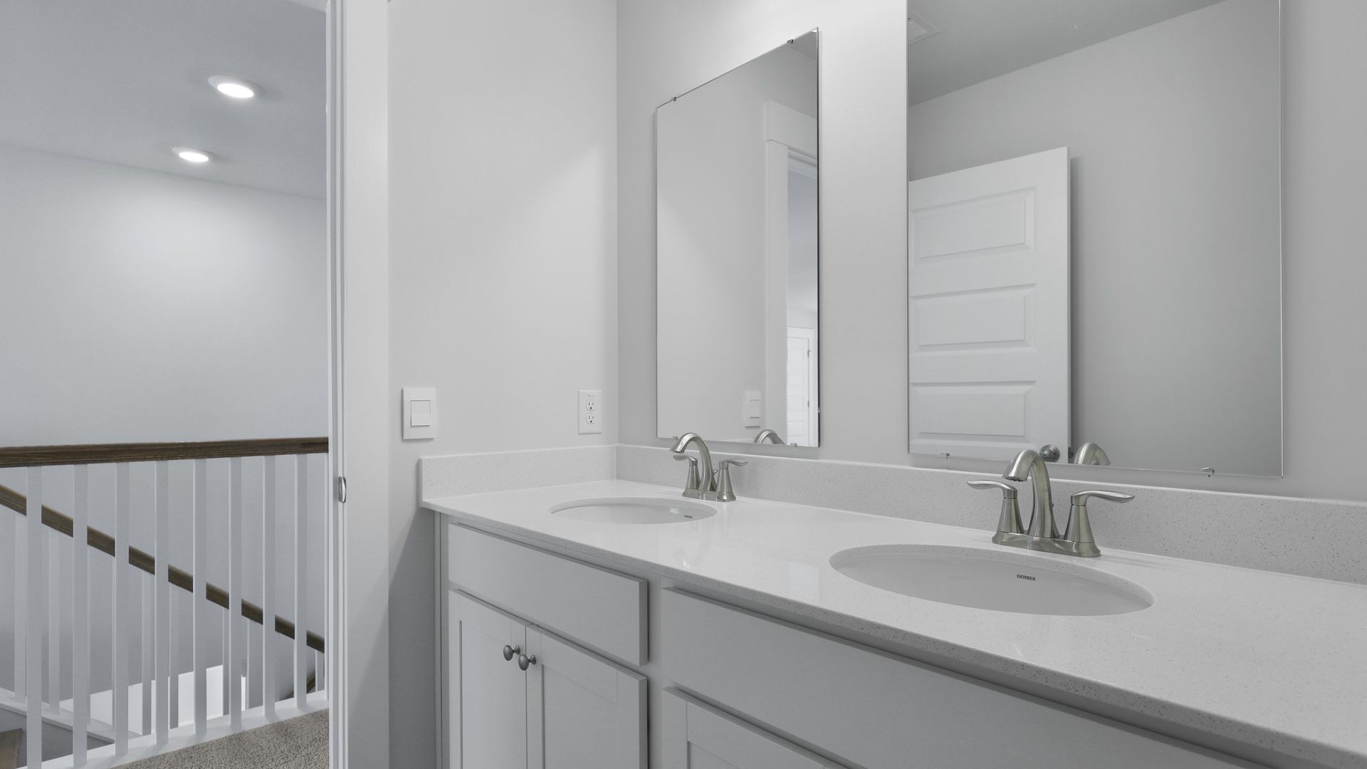 Bathroom 3 has two sinks and is located between bedrooms 2 and 3.