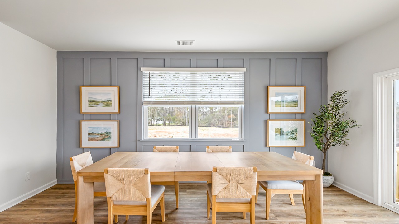 dining room with board and batten wall