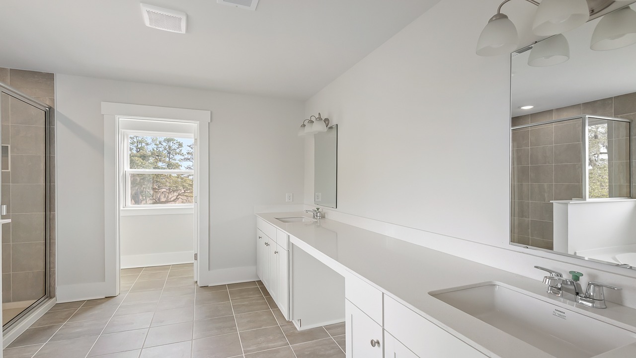 Bathroom with double vanityq