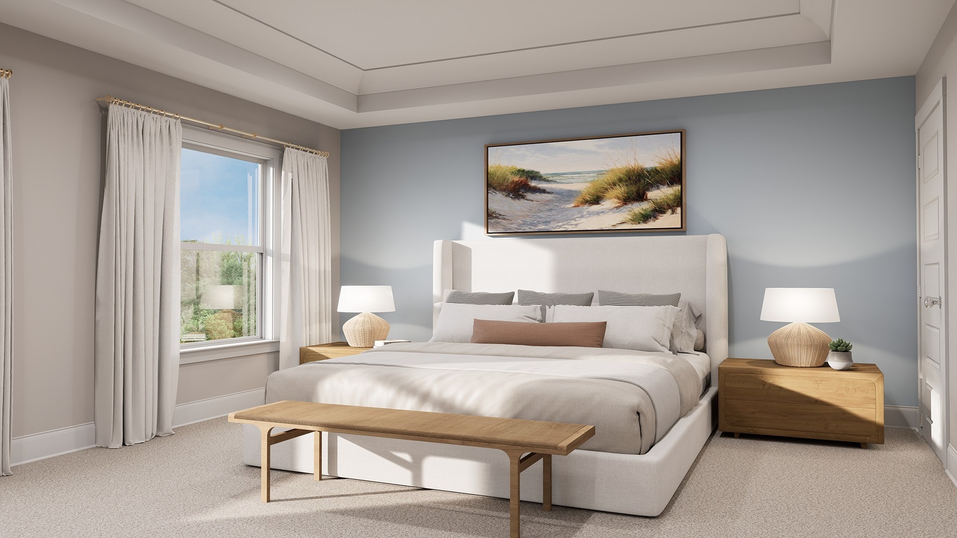 Spacious and bright bedroom 1.