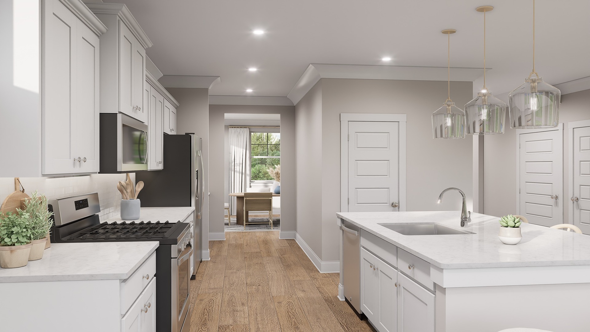 Cooking is easy in the spacious kitchen.