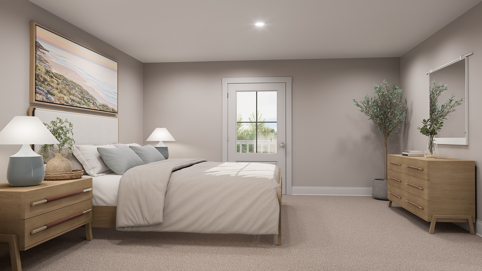 Bright bedroom 3 with porch access.