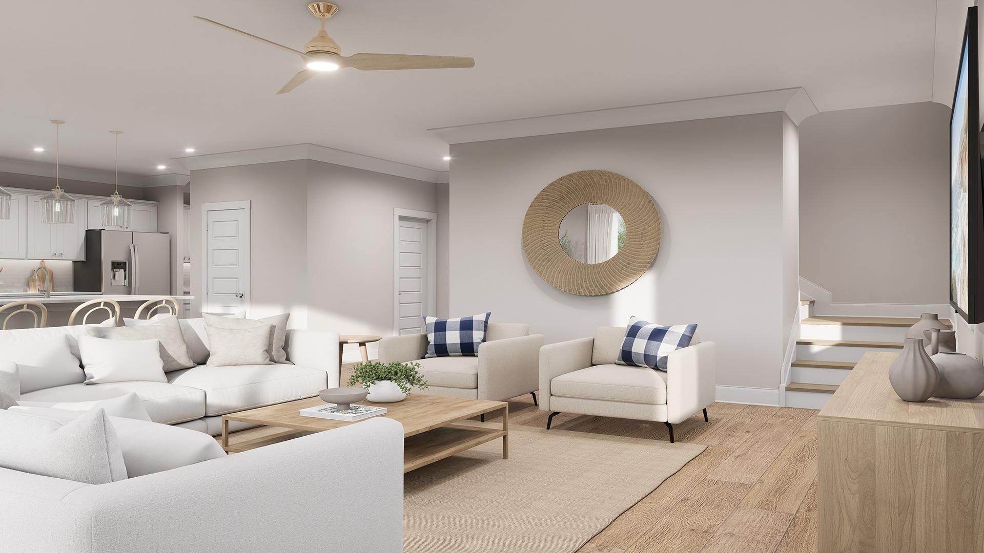 Stair access located in the living room for easy access,