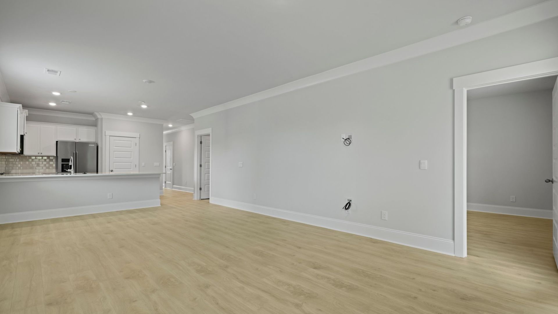 primary bedroom off living room