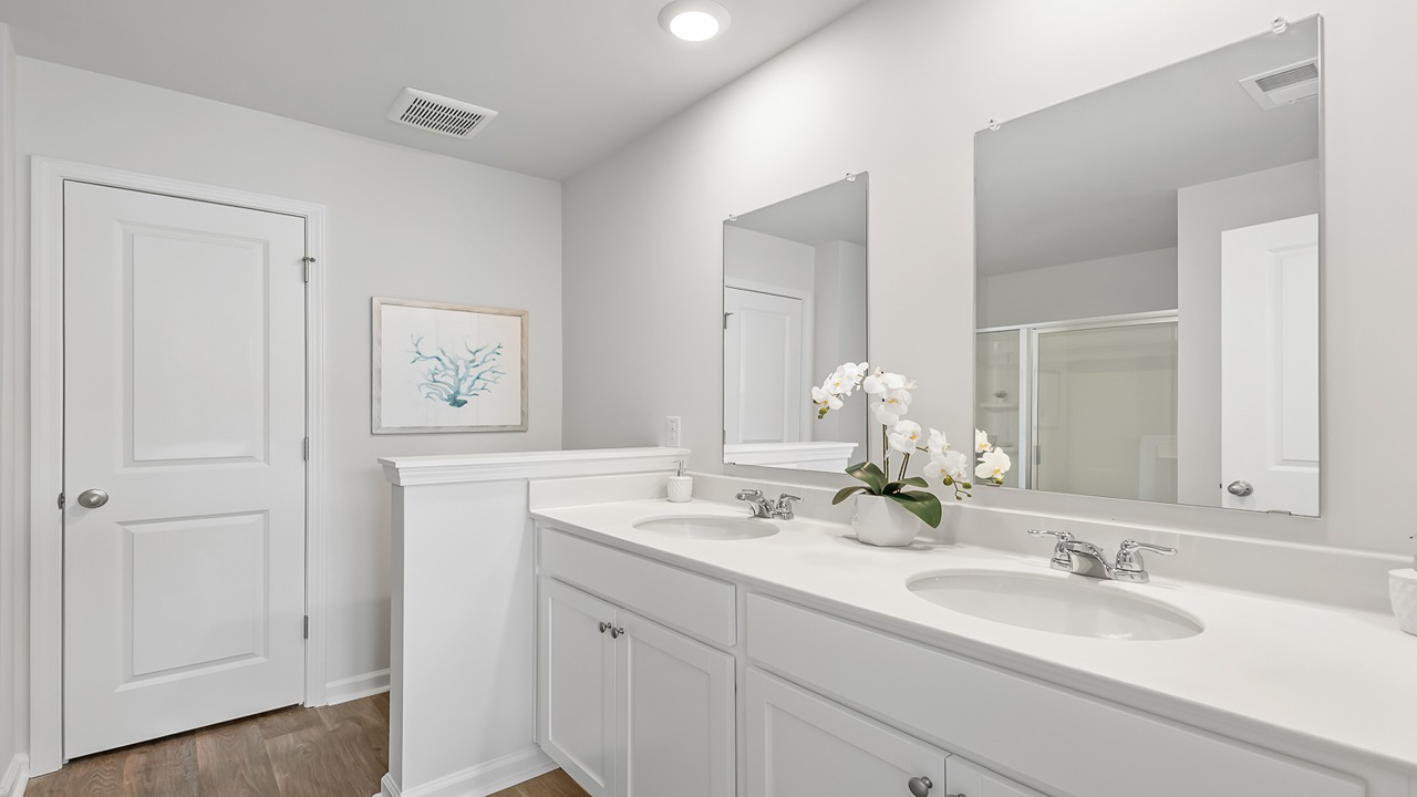 master bathroom with double sink