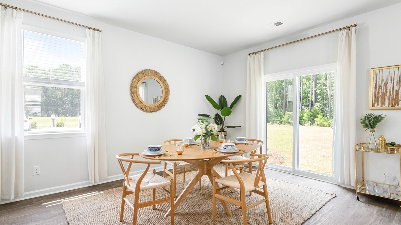 Dining area connected to the living room and dining room