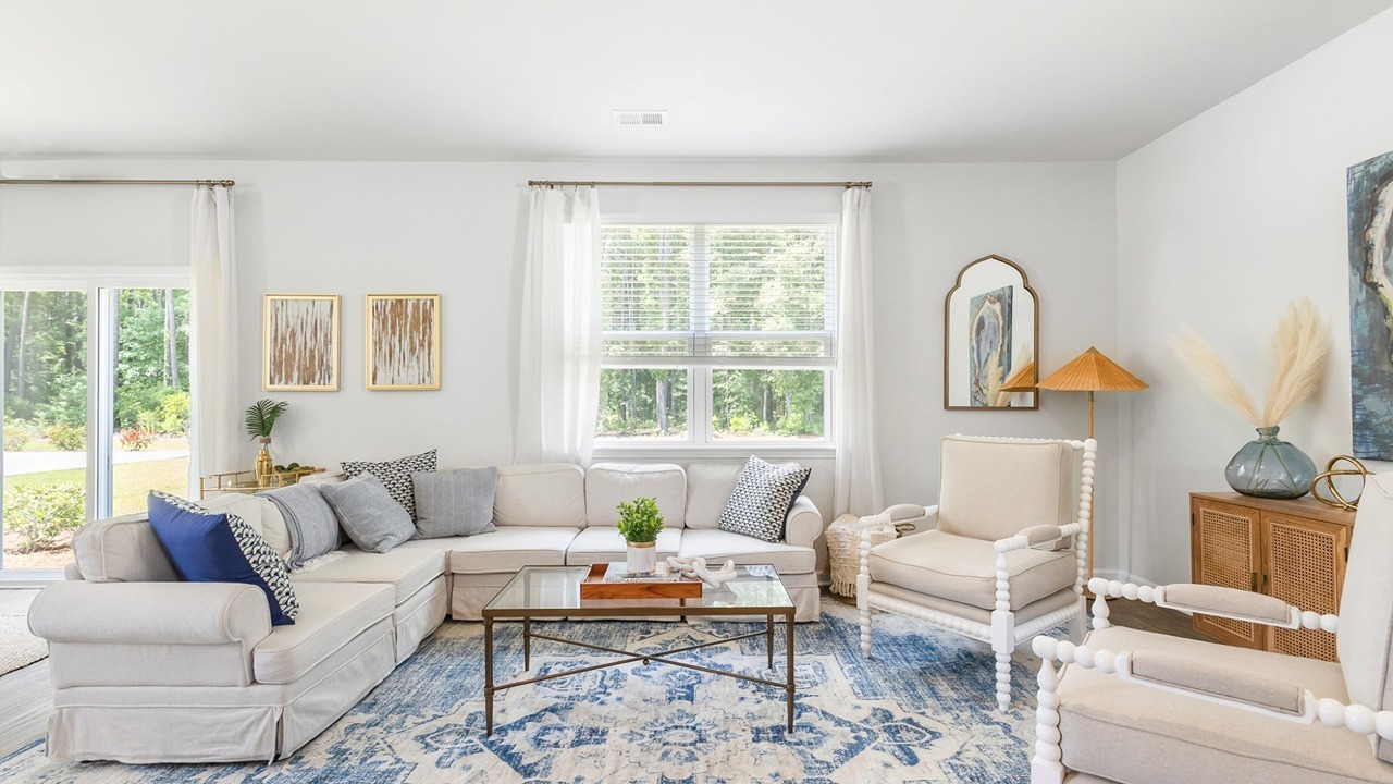 Open concept living rooms in new homes that are spacious