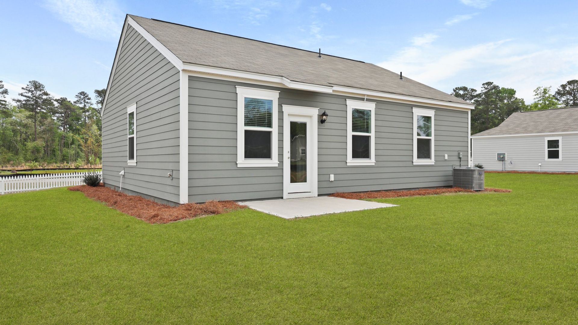 Rear exterior and patio of the Curtis.