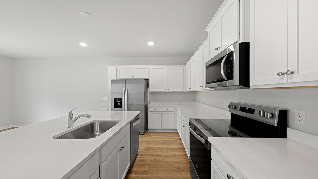 Oversized Quartz countertops and island
