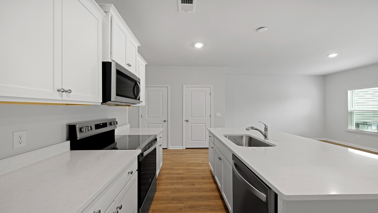 Oversized Quartz countertops and island