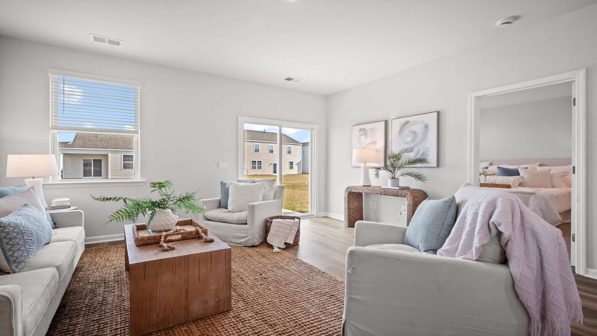 Living area of home with seating