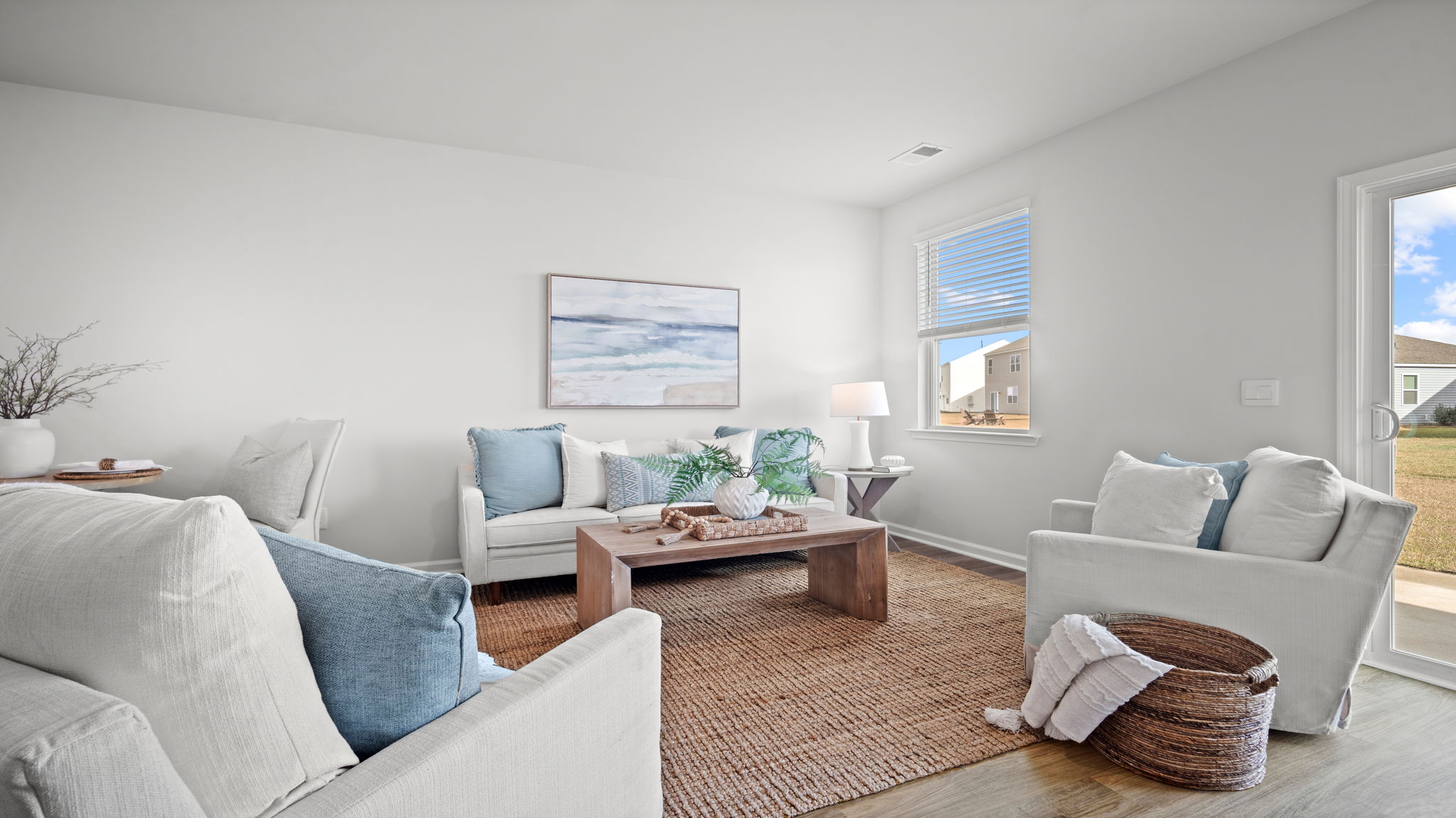 Living area decorated with seating and tables