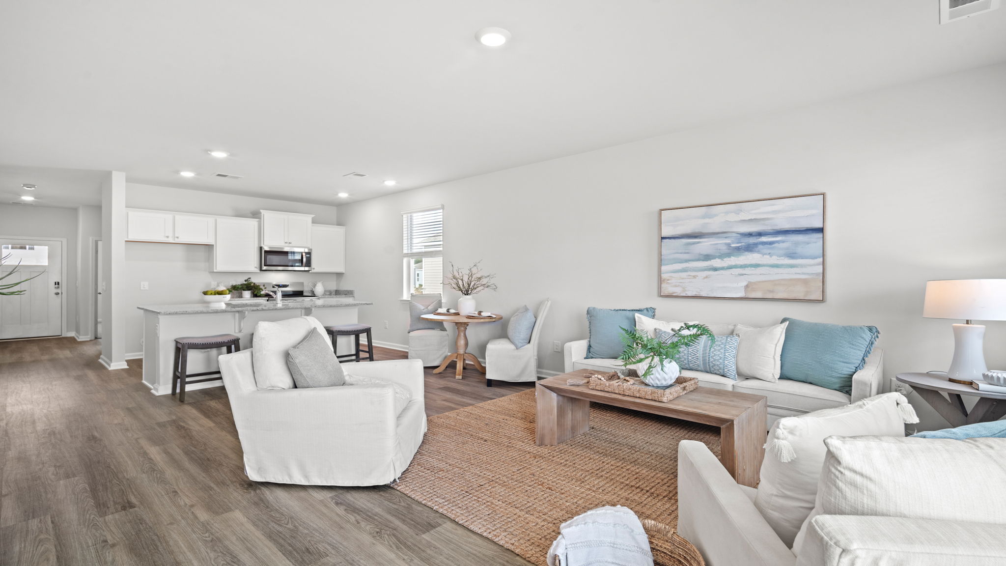Living area decorated with seating and tables