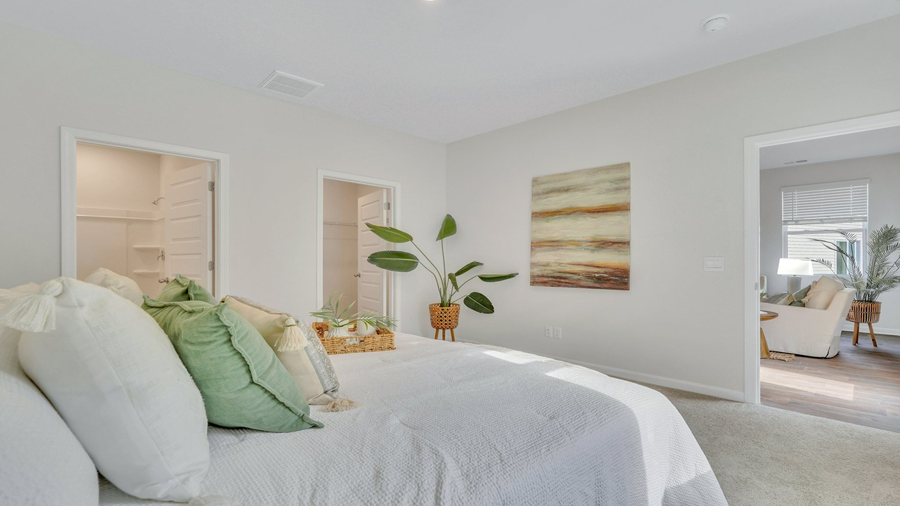 Serene primary retreat in the Helena at East Argent with generous bedroom space and luxury feel