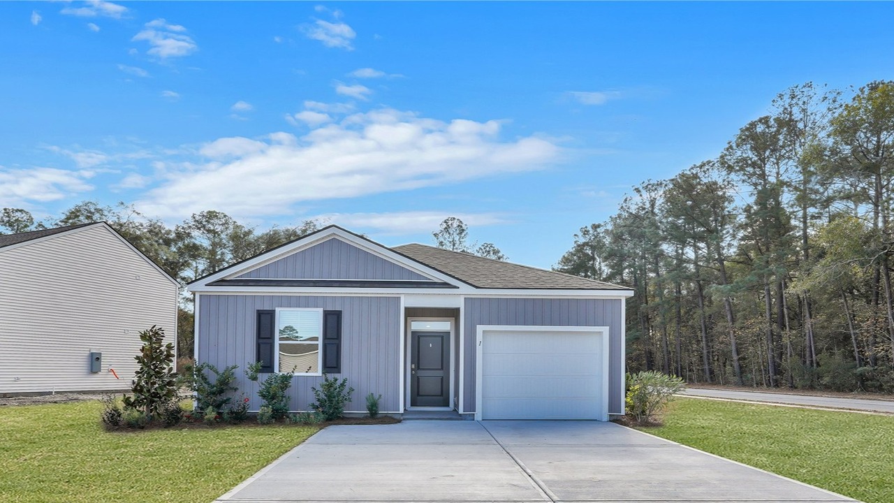 Helena new construction home in East Argent featuring coastal-inspired architecture, landscaped front yard, and modern curb appeal in Hardeeville, SC