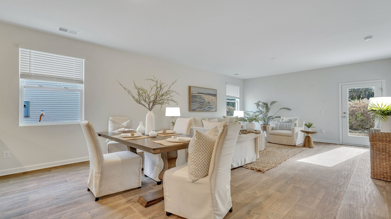 Open dining space in the Helena floor plan connecting seamlessly to the kitchen and great room