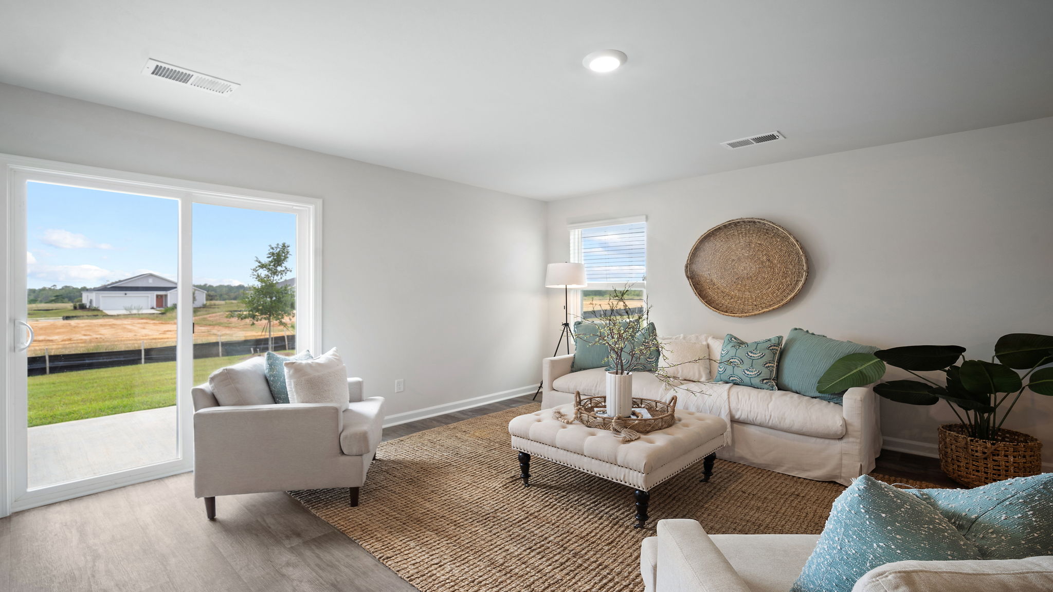 Living area decorated with seating
