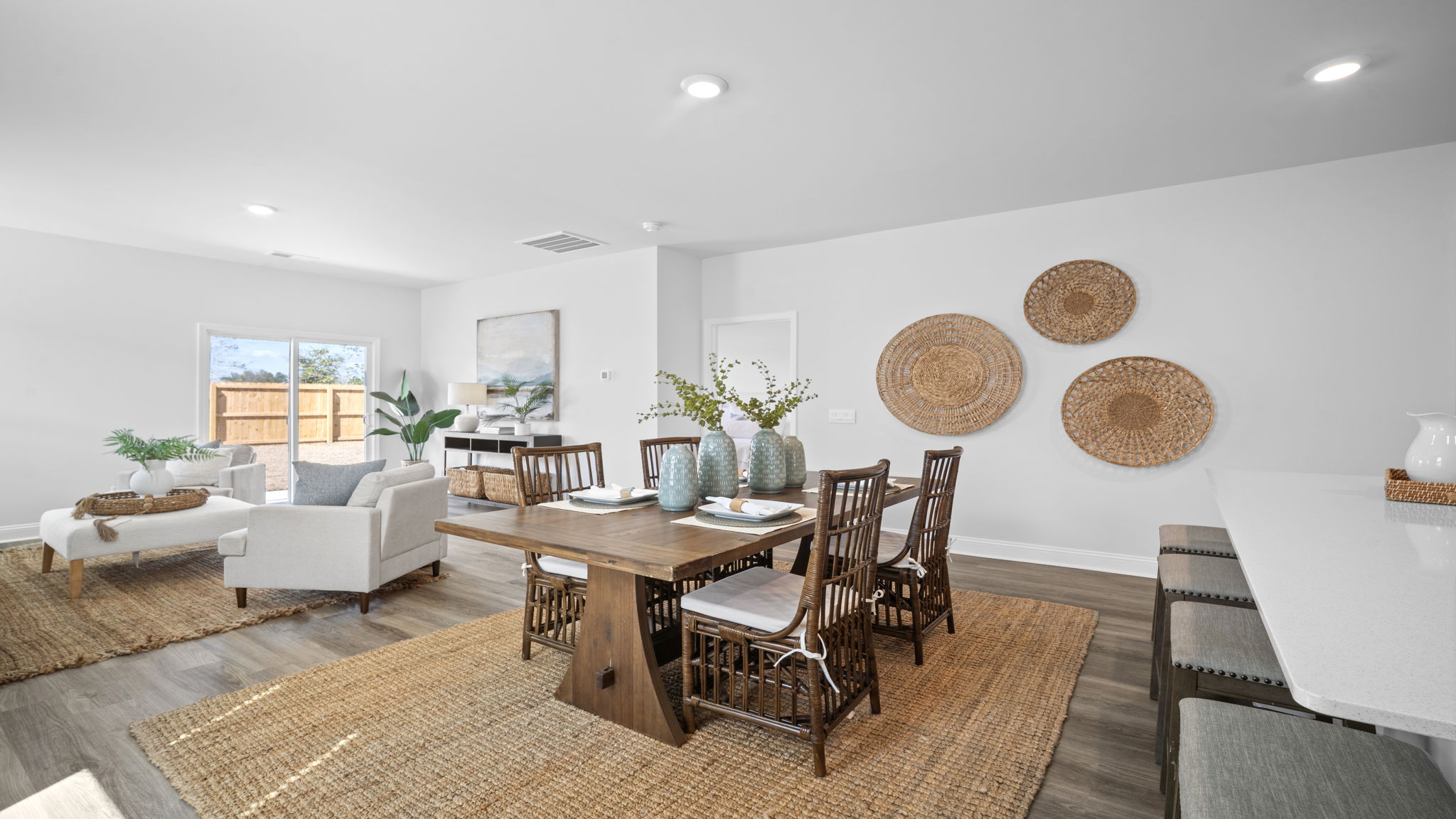 Bright dining space conveniently located adjacent to the kitchen and family room.
