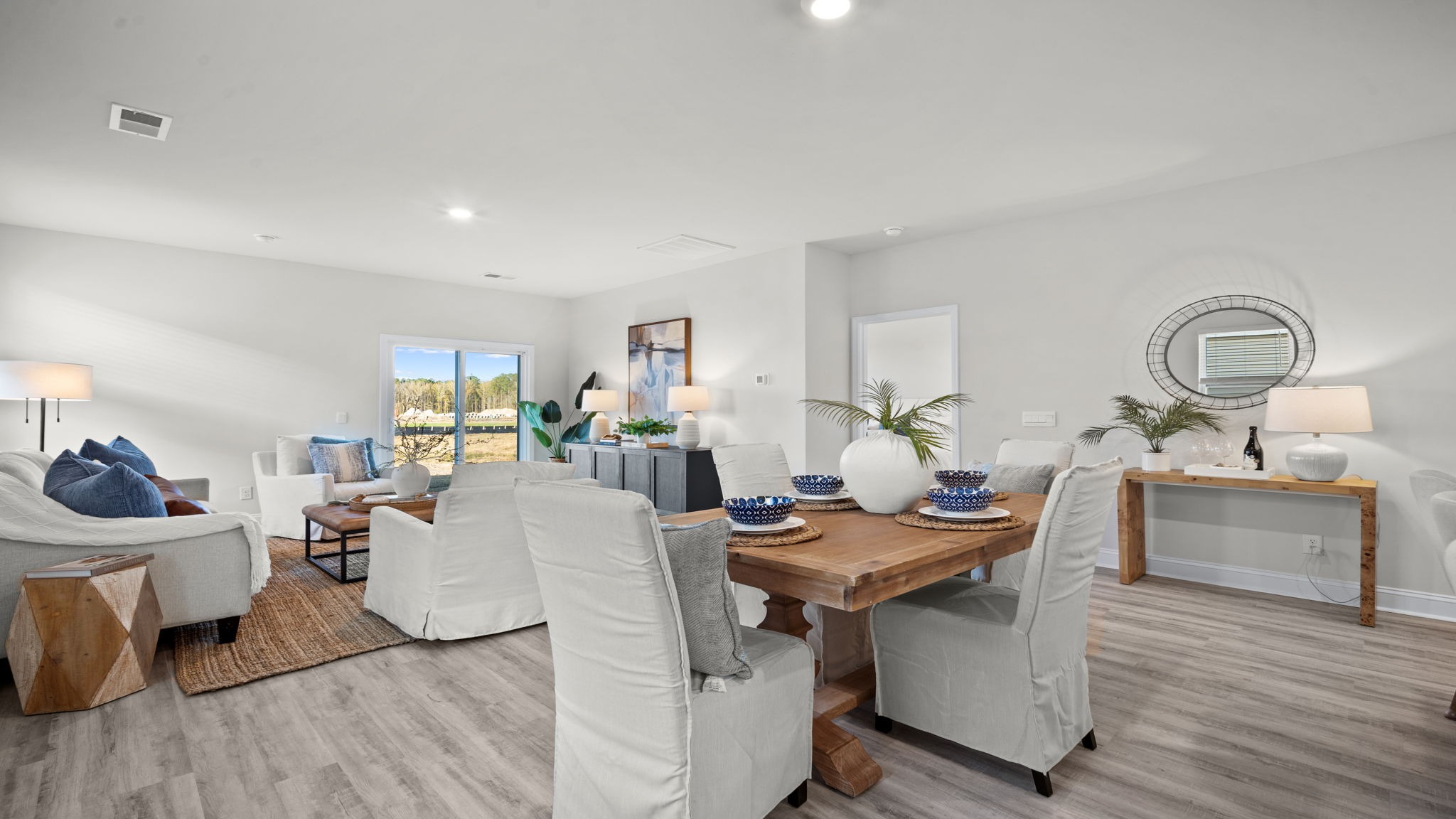 “Dining area in Manning floor plan with seamless flow to living room and kitchen in East Argent Ridgeland SC.”