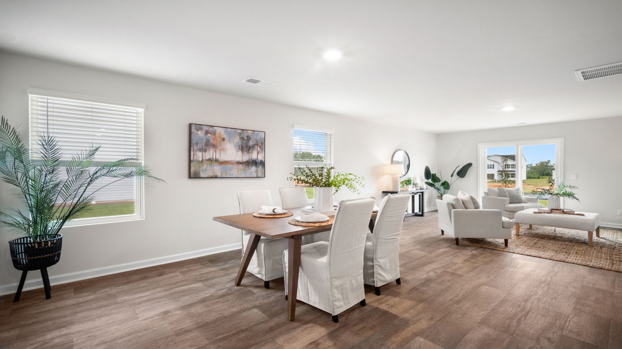 Dining area of home with a table and chairs