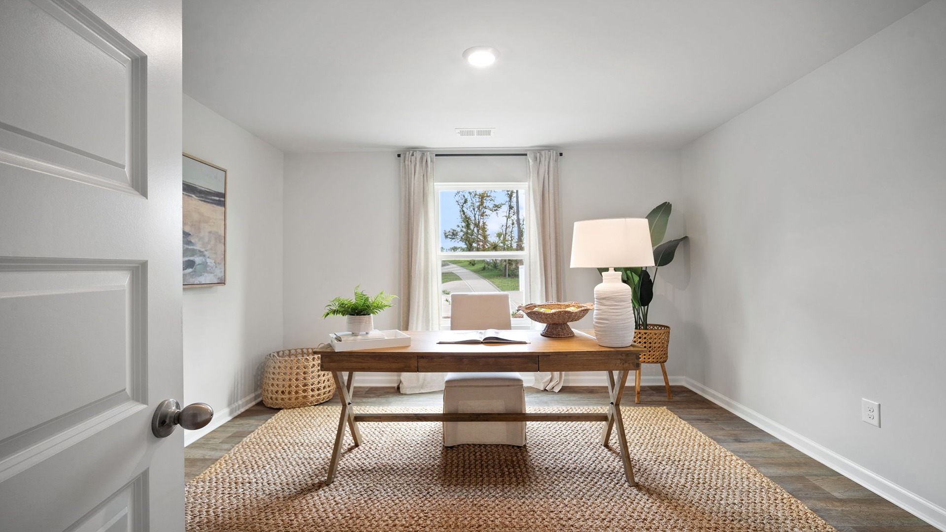 Guest bedroom decorated as an office