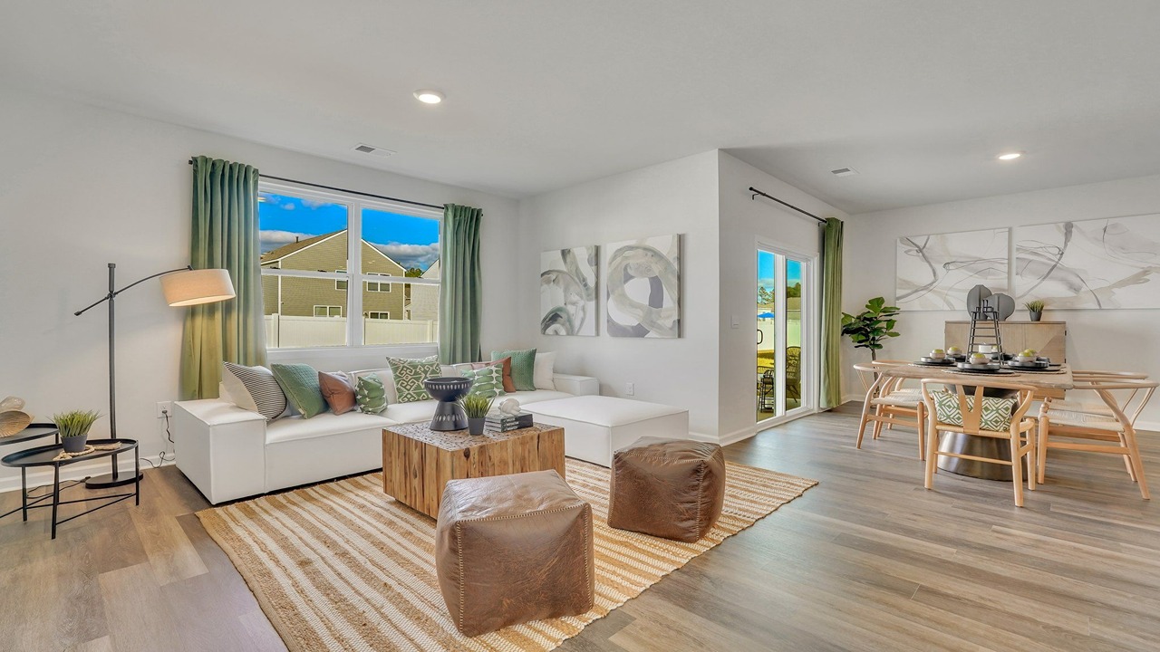 living room to dining area