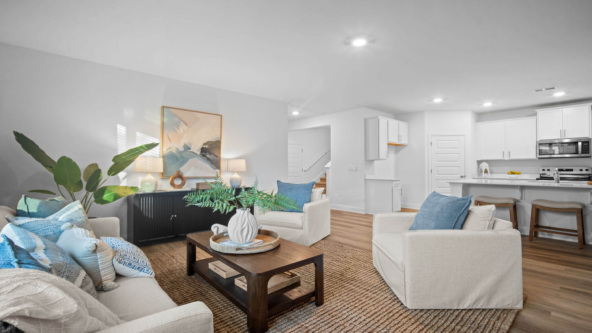 Living area decorated with seating and tables