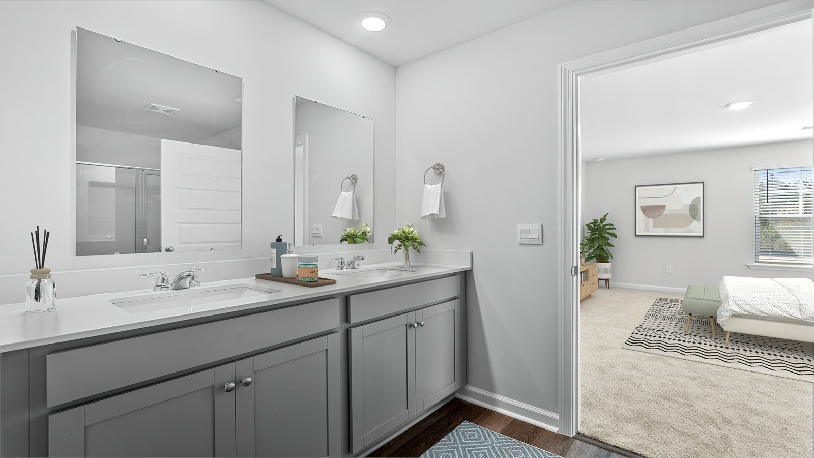 Primary bathroom with double vanities