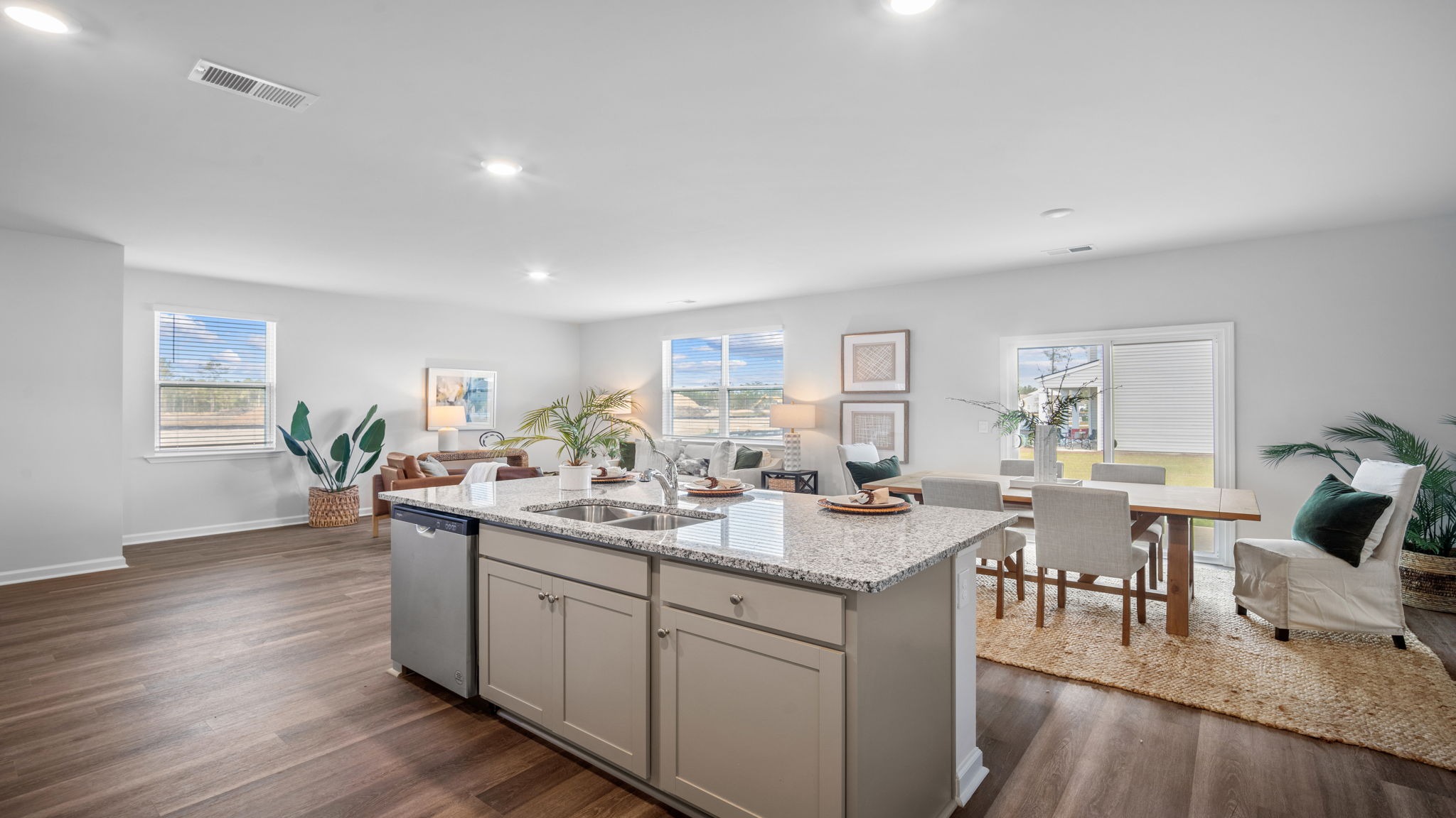Kitchen view of the dining and living area