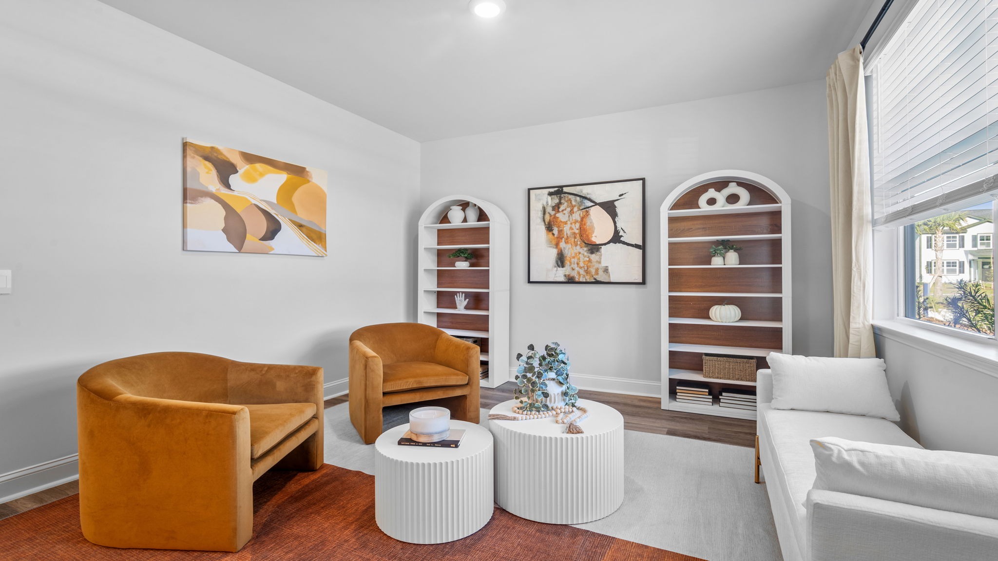 Versatile flex room in the Hayden floor plan ideal for a home office, study, fitness room, playroom, or creative workspace.